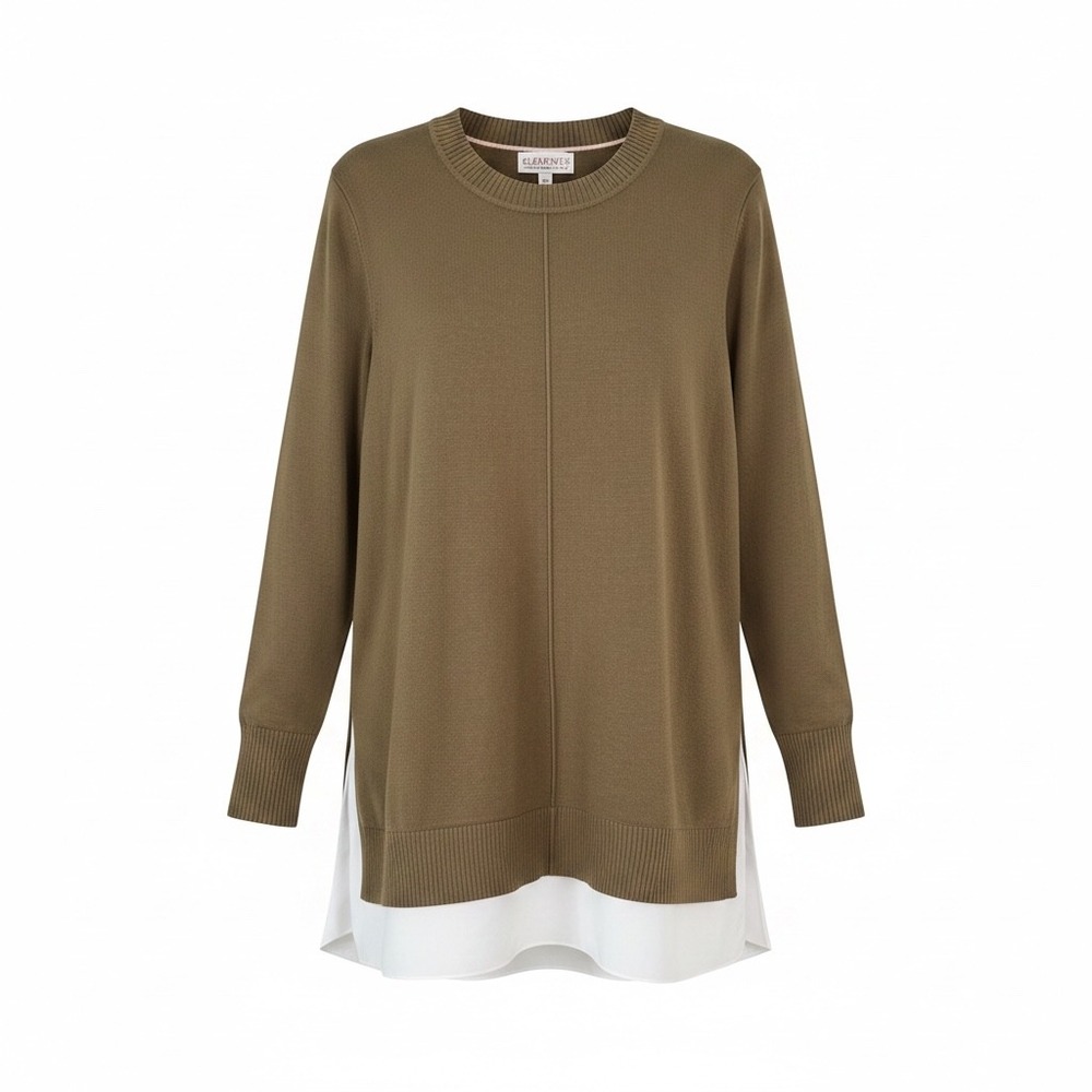 Isaac Mizrahi Live Elements XL Dried Sage Layered Look Sweater Tunic NWOT